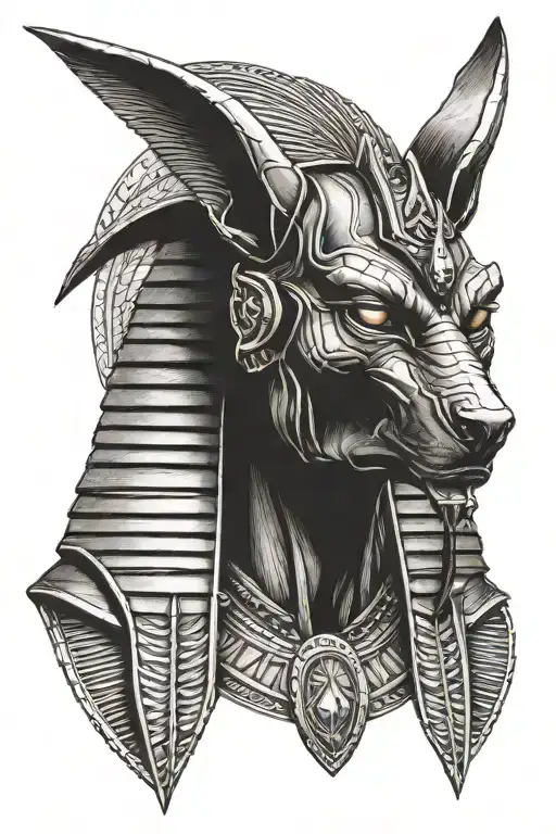 fierce Anubis showing the WTH from shoulders up  tattoo design idea