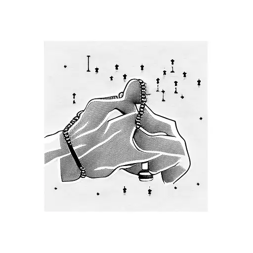A blackwork tattoo of a hand gripping a barbell, with binary code flowing out from the weights tattoo design idea