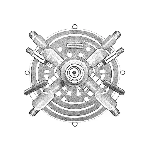 Dumbbell and barbell intertwined with a circuit board tattoo design idea