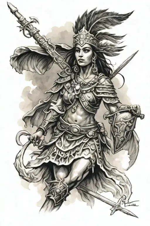Puerto Rican female warrior symbolizing strength courage tattoo design idea