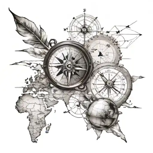 Incorporate elements of your favorite things like compasses and globes into a tattoo that symbolizes your love for exploring new places with your family tattoo design idea
