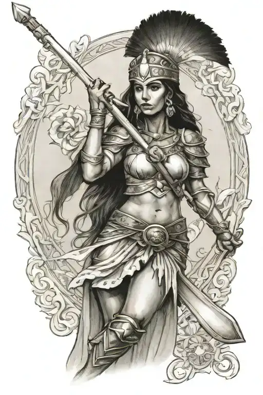 Puerto Rican female warrior symbolizing strength tarot card tattoo design idea