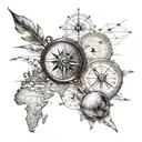 Incorporate elements of your favorite things like compasses and globes into a tattoo that symbolizes your love for exploring new places with your family tattoo design idea