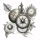 Incorporate elements of your favorite things like compasses and globes into a tattoo that symbolizes your love for exploring new places with your family tattoo design idea