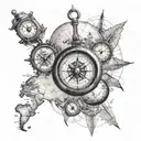 Incorporate elements of your favorite things like compasses and globes into a tattoo that symbolizes your love for exploring new places with your family tattoo design idea