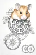 hamster in wheel intertwined within her she cried a river. add quote, we accept the love we think we deserve tattoo design idea