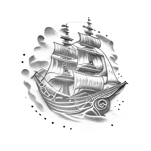 pirate ship tattoo design idea