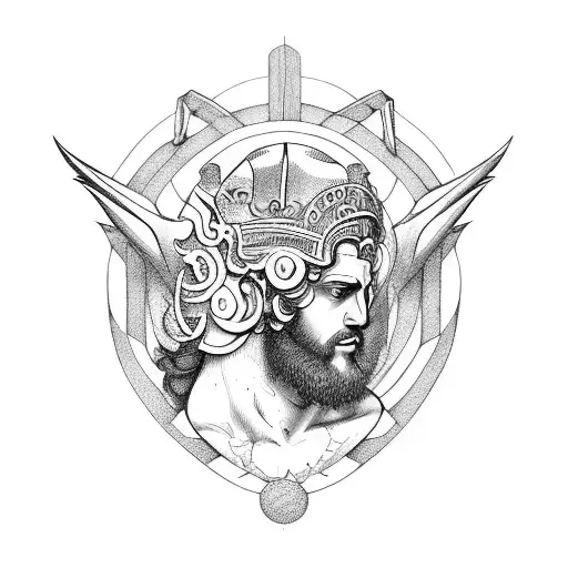 Greek Mythology style Heracles tattoo, placed on left side of chest tattoo design idea
