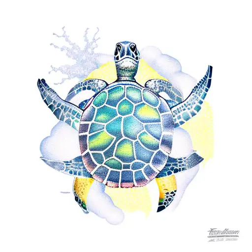 three sea turtles tattoo design idea