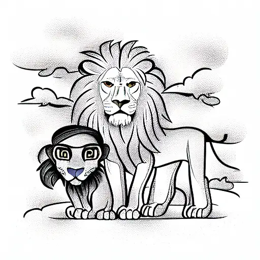 Lion safari kids jail  tattoo design idea