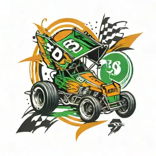 Orange And green sprint car #75 tattoo design idea