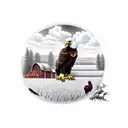 eagle with farm scenes  tattoo design idea
