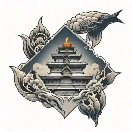 mont Everest with Buddha eyes tattoo design idea