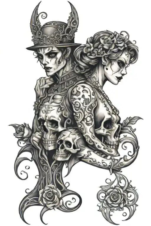 gothic couple tattoos tattoo design idea