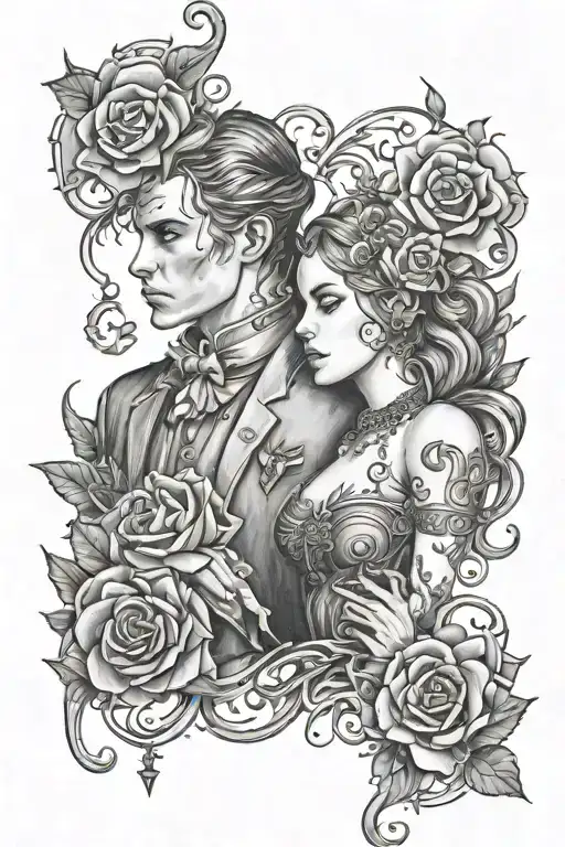gothic couple tattoos tattoo design idea