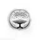 tree of life with moon and crow and butterfly tattoo design idea