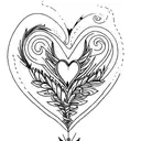 A quill pen and ink bottle with a heart-shaped ink spill tattoo design idea