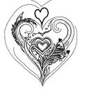 A quill pen and ink bottle with a heart-shaped ink spill tattoo design idea