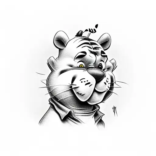 Winnie the Pooh's tigger but in a fun evil dark design  tattoo design idea