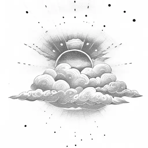 bible verse with clouds and sunset tattoo design idea
