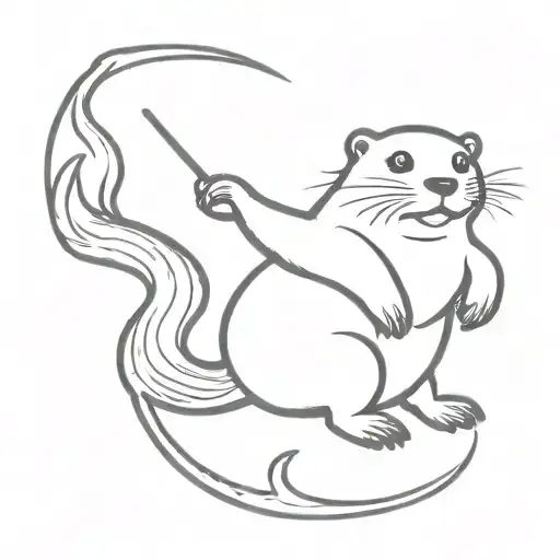 otter mage casting a spell tattoo design idea