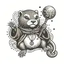 otter mage casting a spell tattoo design idea
