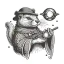 otter mage casting a spell tattoo design idea