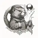 otter mage casting a spell tattoo design idea