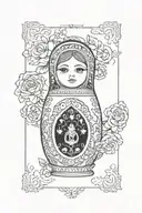 Russian Doll in a rectangle frame tattoo design idea