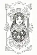 Russian Doll in a rectangle frame tattoo design idea
