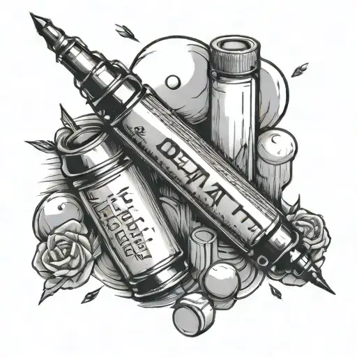draw a syringe with the name "Beat all Odds" and have 2 pills getting shot out of the needle. tattoo design idea