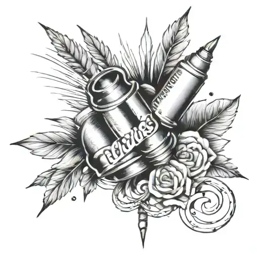 words “Beat all odds” in a needle and the needle is shooting out 2 pills tattoo design idea