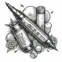 draw a syringe with the name "Beat all Odds" and have 2 pills getting shot out of the needle. tattoo design idea