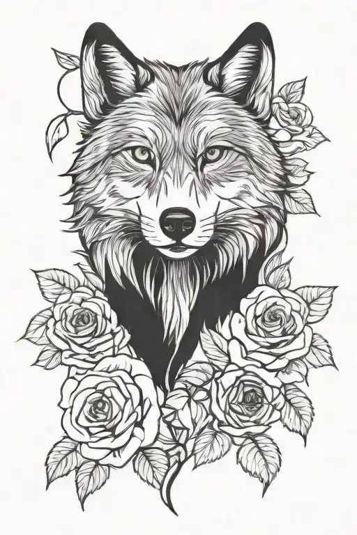 wolf, roses, owl tattoo design idea