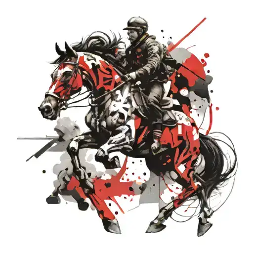 mechanical horse running tattoo design idea