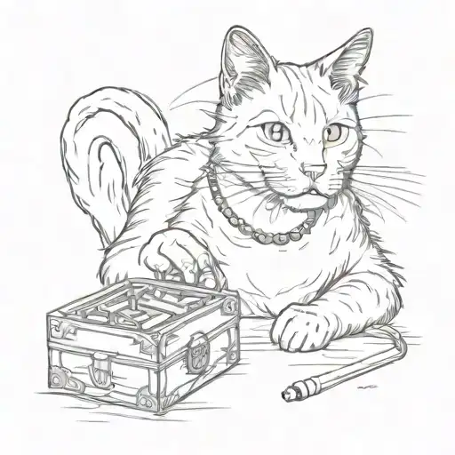 A cat with a cigarette box tattoo design idea