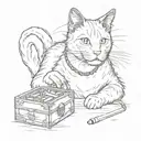 A cat with a cigarette box tattoo design idea