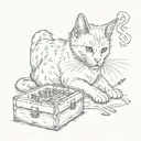 A cat with a cigarette box tattoo design idea