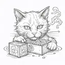 A cat with a cigarette box tattoo design idea