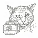 A cat with a cigarette box tattoo design idea