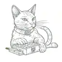 A cat with a cigarette box tattoo design idea