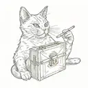 A cat with a cigarette box tattoo design idea