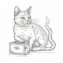 A cat with a cigarette box tattoo design idea