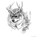 jägerin mit Bogen, Wald, Hirsch  tattoo design idea