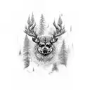 jägerin mit Bogen, Wald, Hirsch  tattoo design idea