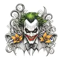 joker hahahaha black and white tattoo design idea