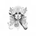 A tattoo design inspired by the lyrics of Charly García's songs, incorporating elements of music and emotions tattoo design idea