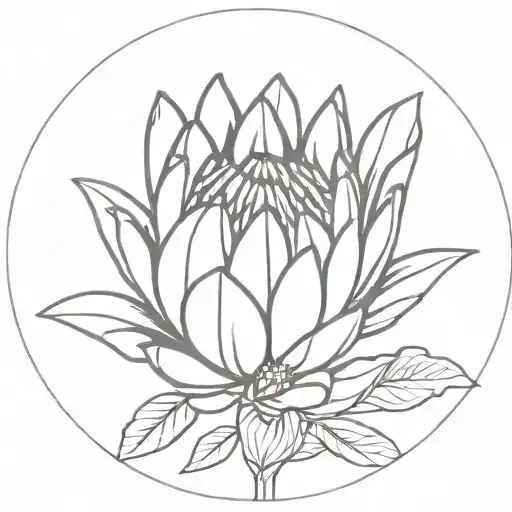 protea and september birth flower tattoo design idea