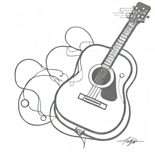 A minimalist geometric design incorporating a guitar and film reel tattoo design idea