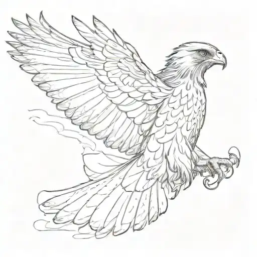red tailed hawk flying tattoo design idea